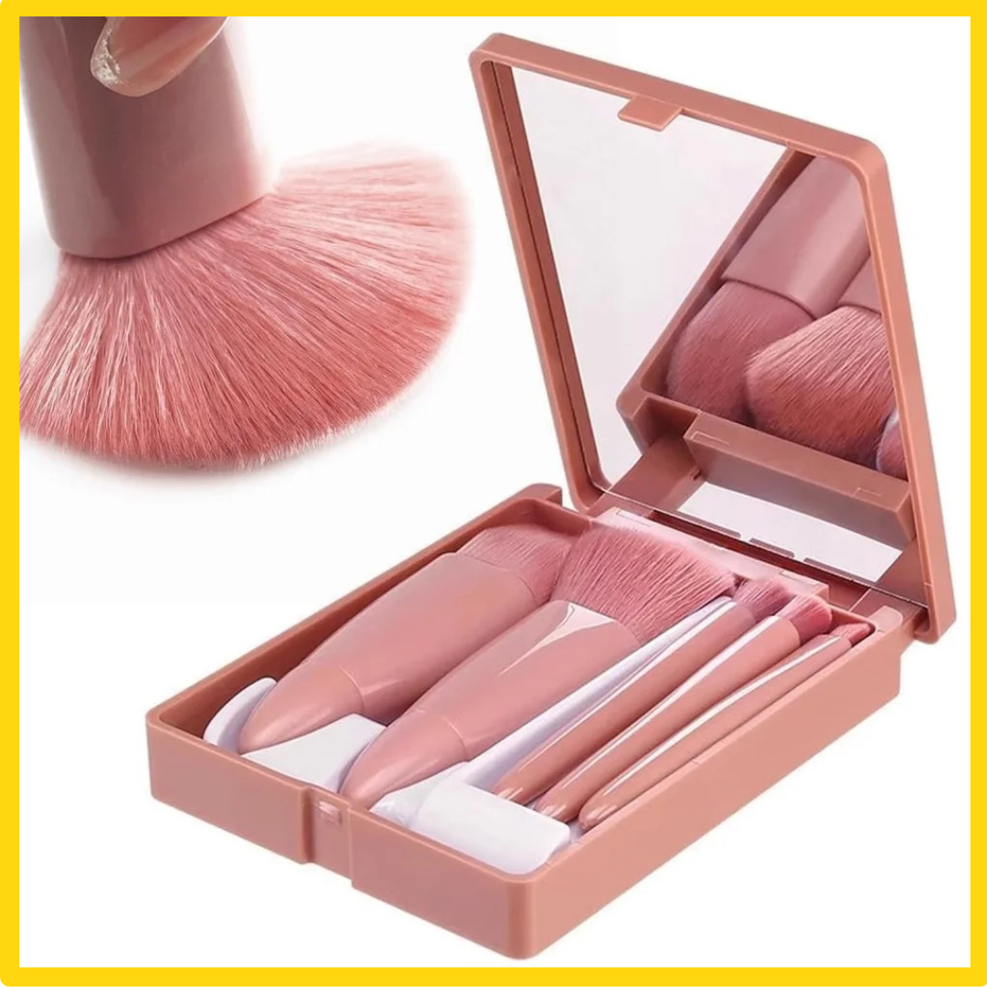 Makeup Brush Set With Mirror Case