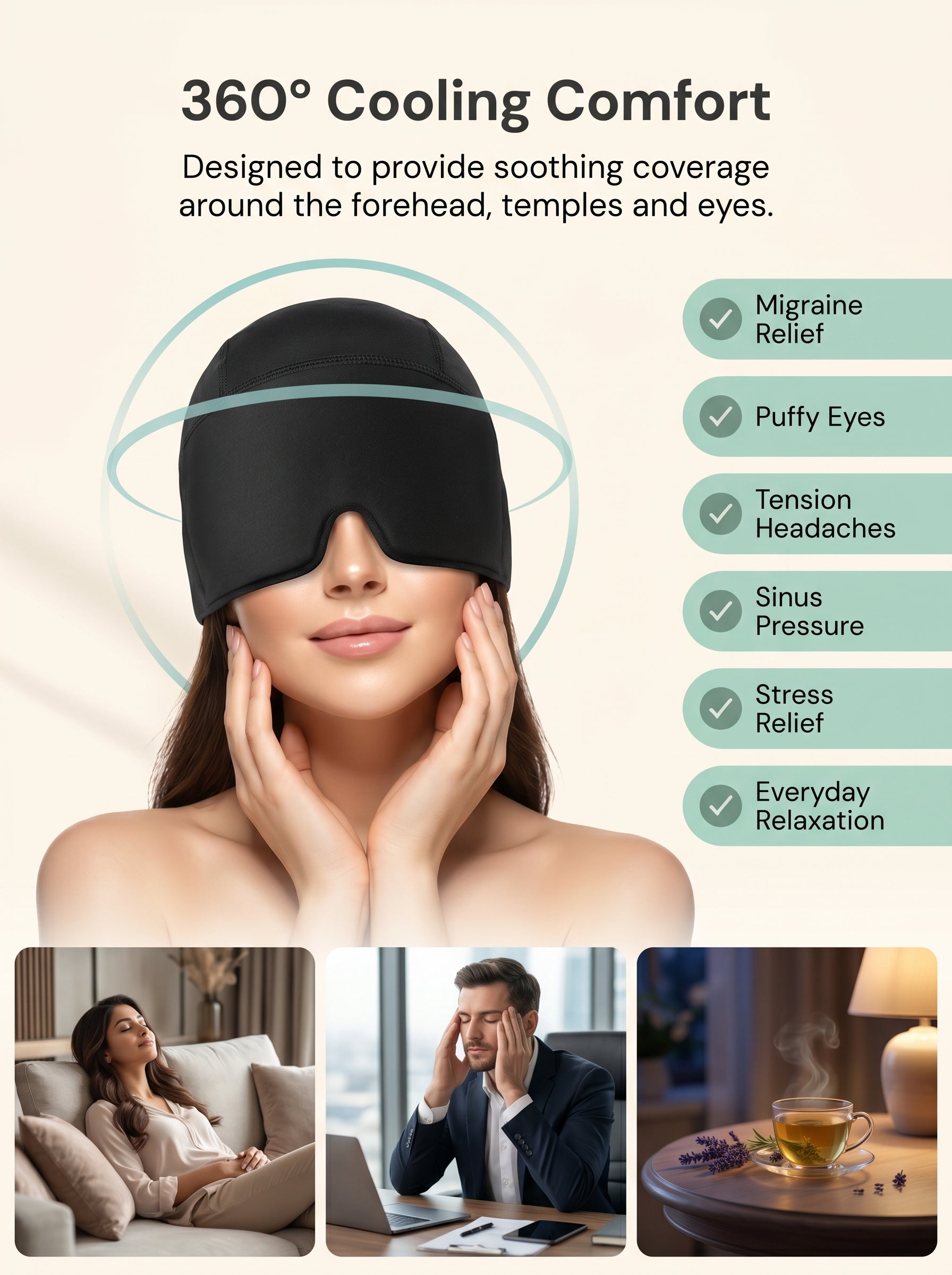 Buddhaji™ Headache Relief Cap | Cooling & Heating Therapy Wrap
